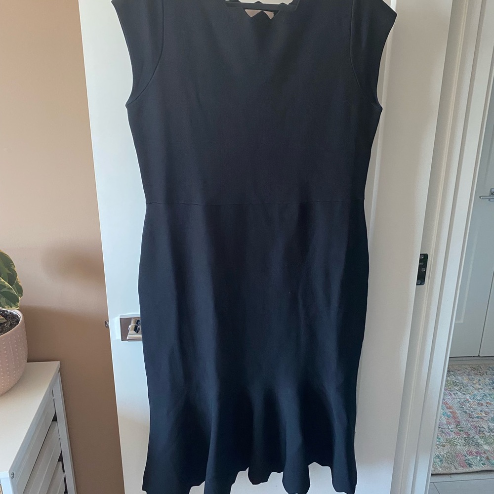 Rachel Parcell Black Ruffled Sheath Midi Dress